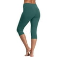 thumbnail image 3 of Petite Capris for Women Plus Pull on Leggings Female Active Workout Yoga Crop Skimmer Dark Green, 3 of 6