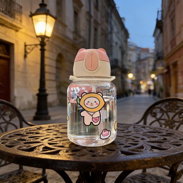 600ml 2nd Generation Bear Cup Cute Bear Water Bottle With Straw BPAFree LeakProof Portable Cup For Adults Kids Daily/TravelOffice Use