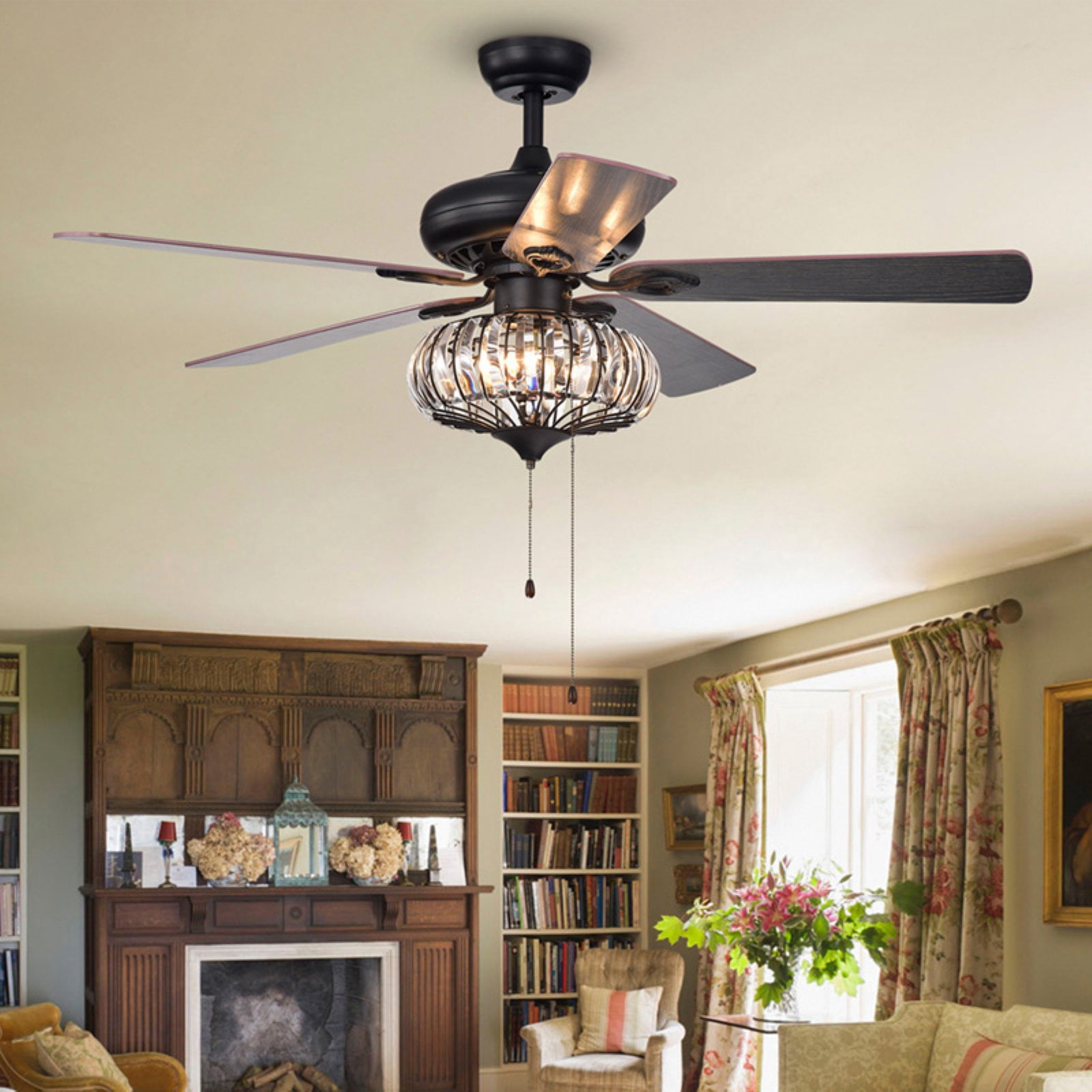 Chrysaor 3-Light Crystal 5-Blade 52-Inch Brown Ceiling Fan