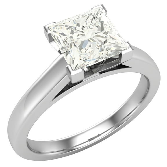 Diamond Engagement Rings For Women GIA Certified Princess Solitaire Diamond Ring 14K White Gold 0.75 Carat (L,I1)