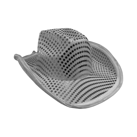 Adults Light Up Sequin White Urban Cowboy Hat Costume Accessory