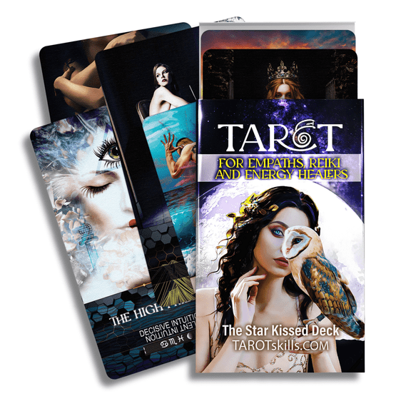 Tarot Skills Star Kissed Tarot Deck, Tarot Cards with Meanings on Them Including “Golden Dawn” Astrology Zodiac and Planets, Keywords, Reversed, Elements