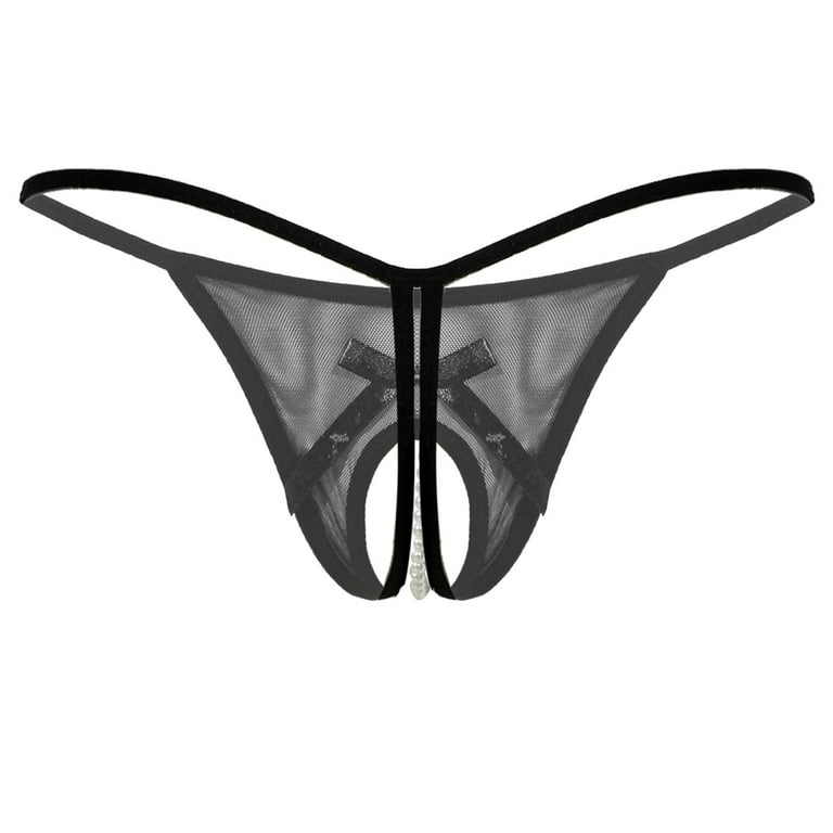 Women Crotchless T Back Thong Panties Lingerie Transparent Mesh