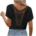 thumbnail image 5 of Summer Tops For Women Sevevn Women's Tops Casual Scoop Neck Short Sleeve Eyelet Embroidered Hollow Out Blouses Shirts Shirts For Women, 5 of 6