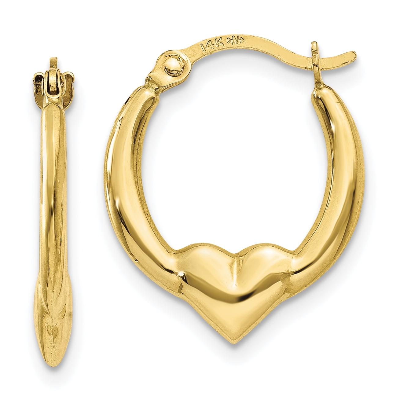 Cute Shiny Textured Flat Greek Key Hoop Earrings Real 14K Yellow Gold 18mm