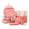 thumbnail image 1 of Mochila De Colores En Contraste 5 bolsas de campus con estuche para lápices antiarañazos para viajes de trabajo (rosa), 1 of 9