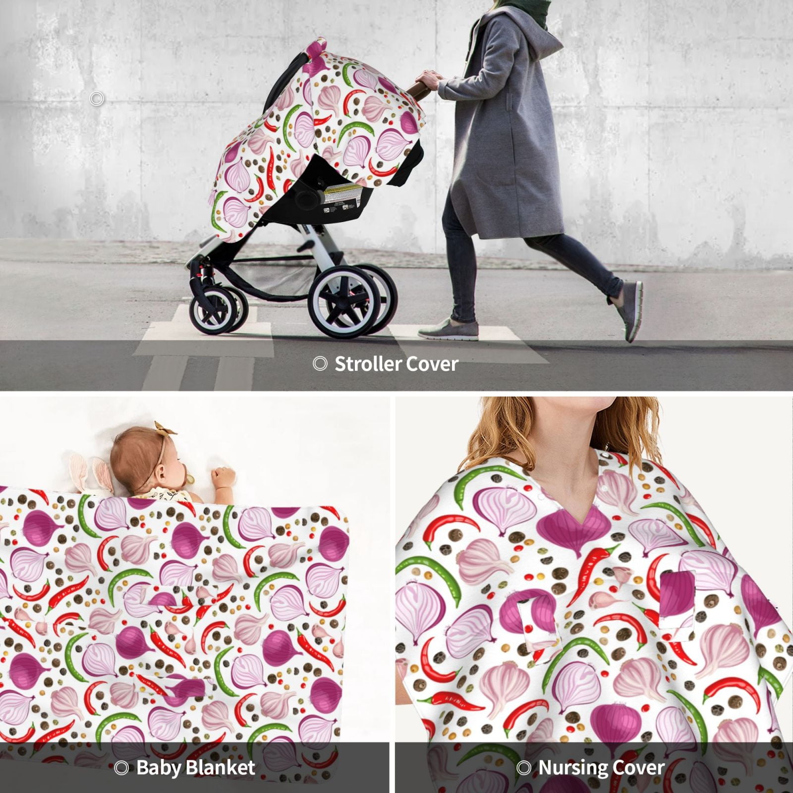 Car Seat Cover Baby - Onion bell pepper Breathable Infant Car Seat Cover for Baby Carseat, Lightweight Comfort Baby Essentials Must Haves Newborn Stuff for Girl Boy