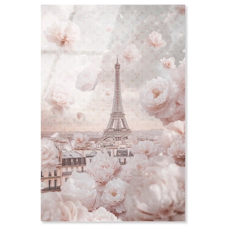 Raining Petals in Paris Acrylic Glam Wall Decor by Art Remedy, Ready to Hang, 10 x 15