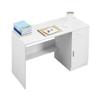 VEVOR Small Desk with Drawer, Kids Desk for Bedroom, Wooden Simple Study Table for Drawing, Reading, Writing, Rectangle MDF Study Storage Table with Adjustable Shelf for Home, Office, White