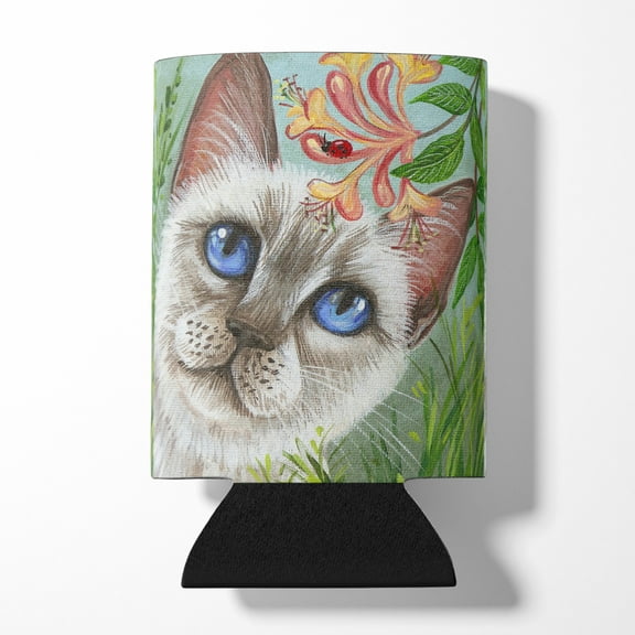 White Cat Saphire Eyes Can or Bottle Hugger