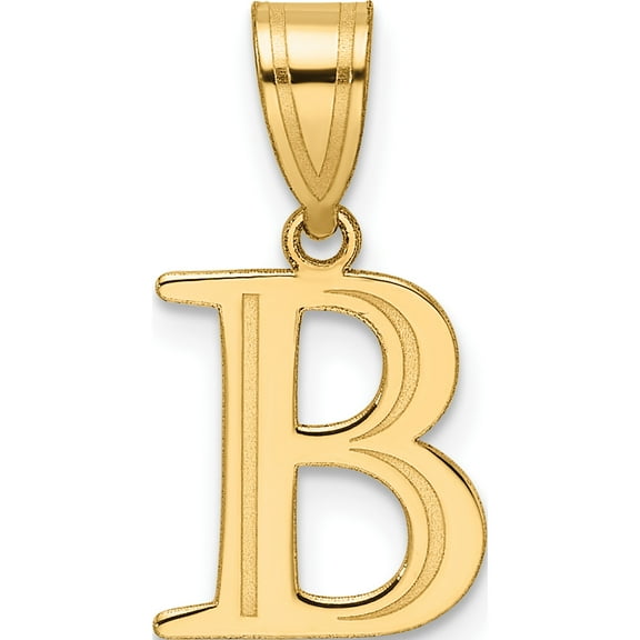14K Yellow Gold Polished Etched Letter B Initial Pendant(Length 20) - Jbsp