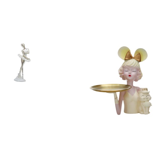 Figura de bailarina, adorno de escritorio, estatua de niña bailarina moderna con bandeja para guardar llaves, escultura artística creativa para dormit