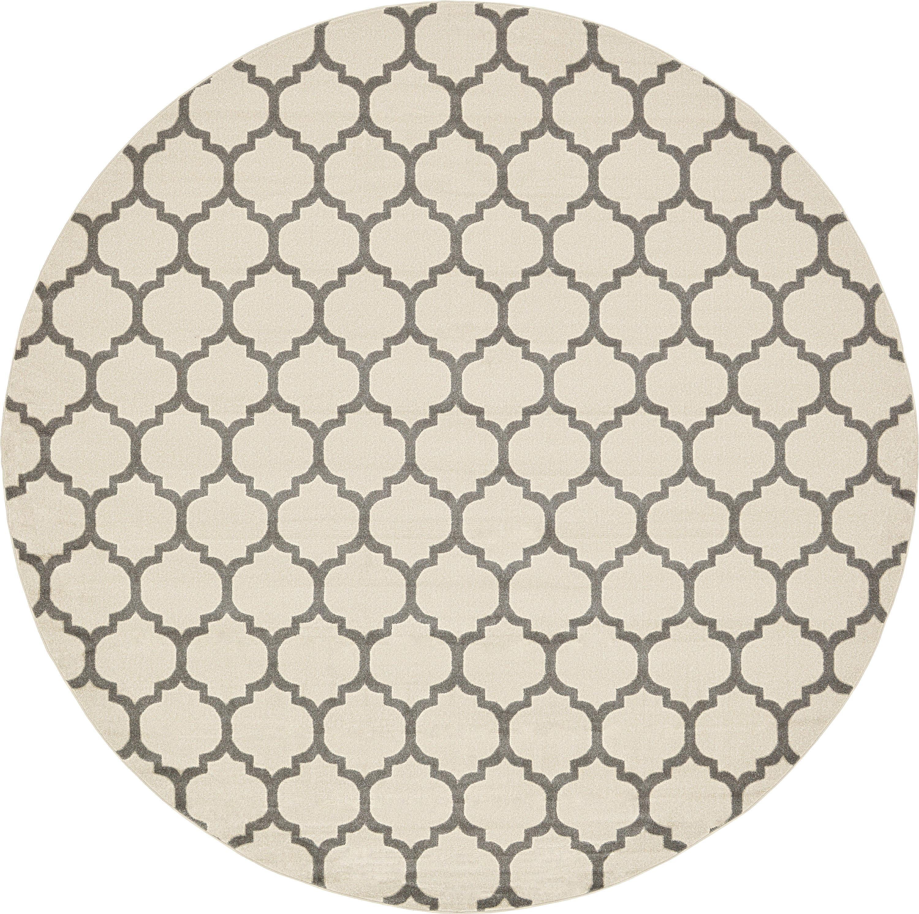 Unique Loom Trellis Round Geometric Modern Area Rugs, Beige Walmart
