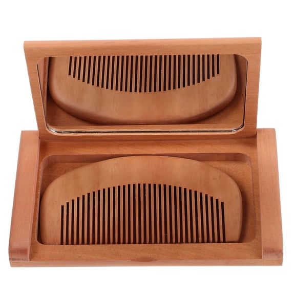 Compact Mirror with Wood Frame Small Mirror Foldable Makeup Mirror for Purse Travel Mirror Elegant Handheld Mirror with Comb