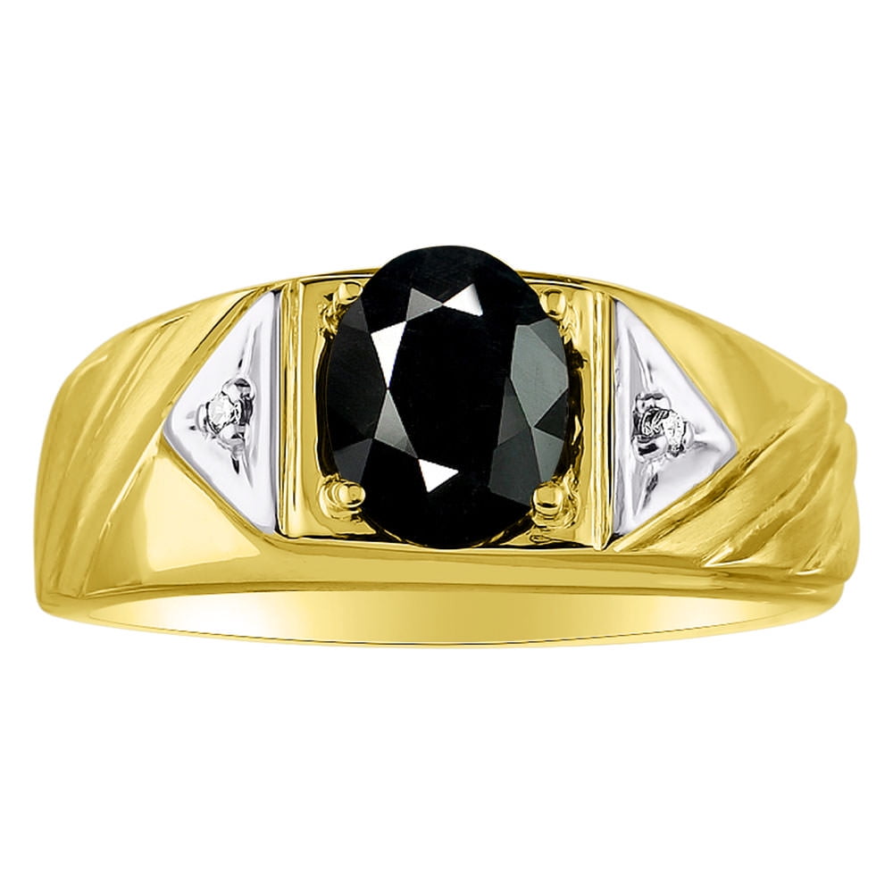 Rylos Mens Onyx /& Diamond Ring Sterling Silver or Yellow Gold Plated