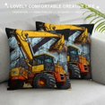 thumbnail image 3 of Shangniulu Bulldozer Print Cushion Case Yellow Truck Crane Construction Vehicle Pillow Cover for Living Room Geometric Line Graffiti Stripe Decor Square Pillow Case for Home Bed Sofa Couch, 3 of 5