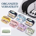 thumbnail image 5 of Large Pencil Case 3 Compartments Pencil Pouch Big Capacity Pencil Bag for Teen Student Supplies Oxford Organizer Pen Bag Cosmetic Makeup Pouch (Navy) ((Navy),8.26), 5 of 8