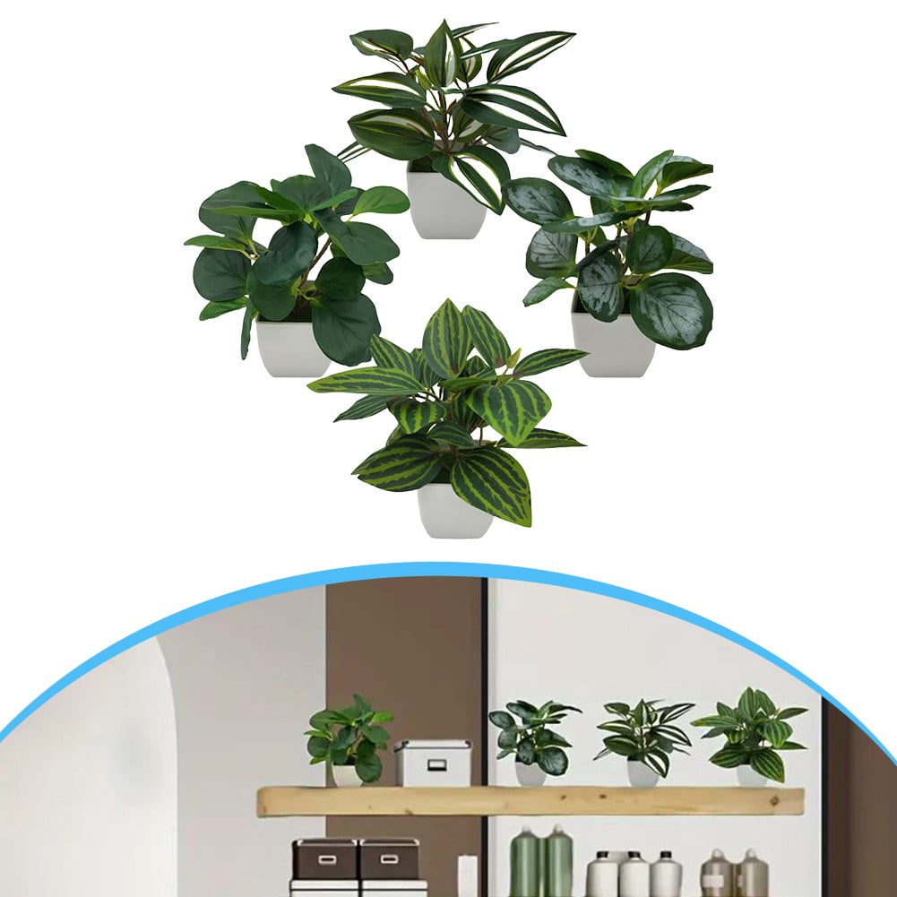 AFQH 4 Pcs Small Fake Plants Artificial Potted Plants Indoor for Living Room Bedroom