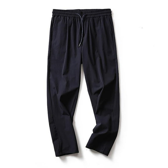 Riforla Lightweight Men's Tracksuit Pants with Waistband Pockets Open Bottom Straight Leg Casual Navy L