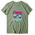 thumbnail image 2 of EQWLJWE Oversized Shirts for Women Casual Happy Easter Graphic Solid Color Short Sleeves Round-Neck Loose Summer Blouse Tops for School College, 2 of 5