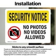 thumbnail image 3 of (2 Pack) No Photos Or Video Allowed OSHA Security Notice Sign 7 Inch X 5 Inch Vinyl Label Decal Sticker Weather Resistant, UV Protected for Workplace, Business, and Construction Site,, 3 of 7