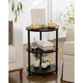 thumbnail image 5 of Small Nesting Coffee Table - 3-Tier Oval Accent Table for Small Spaces, Rustic Wood and Metal Couch End Table, Nightstand for Bedroom or End Table Living Room, Easy to Assemble, Charcoal Wenge, 5 of 7