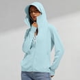thumbnail image 2 of Hxshgdsn Hooded Jacket for Womens UPF 50+ Sun Protection Full Zip Up with Face Cover Thumb Holes Pockets Lightweight Outdoor Coat Hiking Beach（Light Blue/L）, 2 of 8