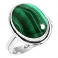 thumbnail image 1 of 925 Sterling Silver Ring For Women - Teens Green Real Malachite Gemstone Silver Ring May Birthstone Boho Silver Ring Size 12.5 Friendship Day Gift For Girl Friend Gemstone 925 Silver Jewelry, 1 of 6