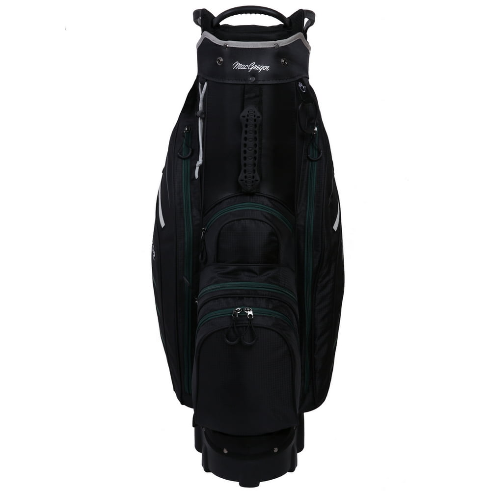 MacGregor Golf VIP Cart Bag with Built In Wheels / Handle, 14 Way Divider, Black/Dark Green