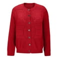 thumbnail image 4 of Womens Soft Sweater Cardigans V-Neck/Crewneck Button Down Knitwear Long Sleeve Casual Comfy Knit Fall Outerwear (S, Red), 4 of 6