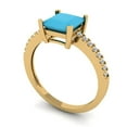 thumbnail image 2 of 1.62 ct Princess Cut Simulated Turquoise Solitaire with Accents Engagement Ring for Women in 18K Yellow Gold, 2 of 5
