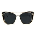 thumbnail image 1 of Womens Jewel Futuristic Metal Rim Flat Panel Lens Butterfly Sunglasses Gold Orange Tort, 1 of 4