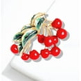 thumbnail image 5 of Rhinestone Cute Cherry Fruit Brooch Pin for Women Gold Plated Red Enamel Cherry Brooches Lapel Pins Dainty Dress Accessories Jewelry Gift, 5 of 13