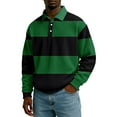 thumbnail image 2 of Men's Casual Long Sleeve Color Block Button Down Collar Loose Fit Top for Spring Fall Urban Style,Green,S, 2 of 5