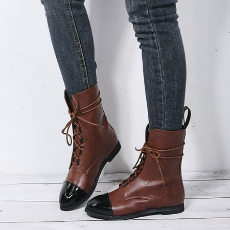 

Bescita Women s High-Heels Knee High Boots Multicolor Chunky Heel Round-Toe Boots