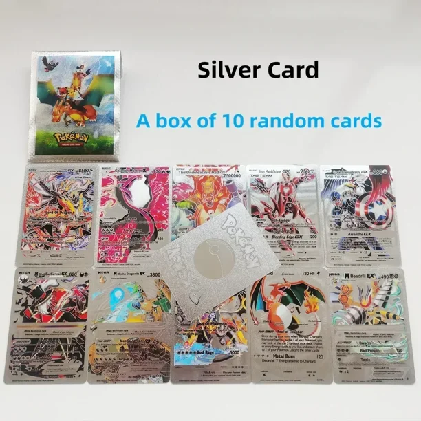 New Popular A Box of 10Pcs Cards Gold Foil Card Gold Vmax Vstar V Energy Card Charizard Pikachu Rare Series Battle Coach