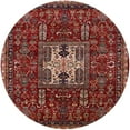 thumbnail image 1 of Ahgly Company Indoor Round Mid-Century Modern Crimson Red Oriental Area Rugs, 5' Round, 1 of 6