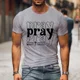 thumbnail image 1 of Camiseta de manga corta de verano de gran tamaño para hombre, camiseta de cuello redondo de nueva moda con frase "pray wait trust", camisetas luminosas de hip hop para hombre, 1 of 6