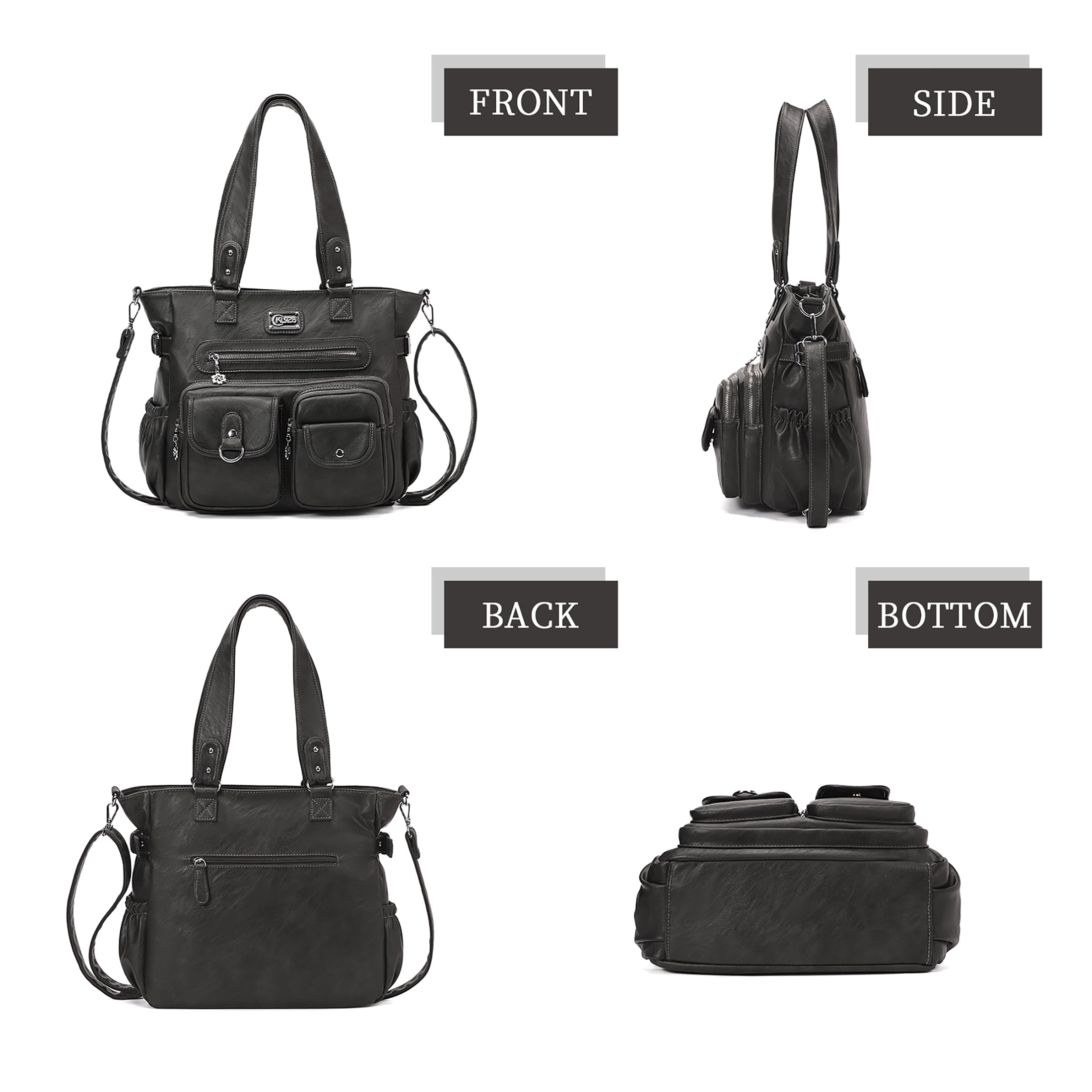 KL928 Large Purses for Women Shoulder Handbags Large Crossbody Hobo Bag for Women(Charcoal Gray)