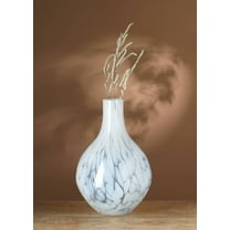 Expobazaar  White Splutter Round Glass Vase - 13"