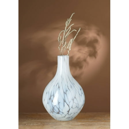 Expobazaar  White Splutter Round Glass Vase - 13"