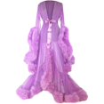thumbnail image 1 of Women''s Trailing Long Dress Feather Flared Sleeves Dress Perfect For Bachelorette Parties, 1 of 4