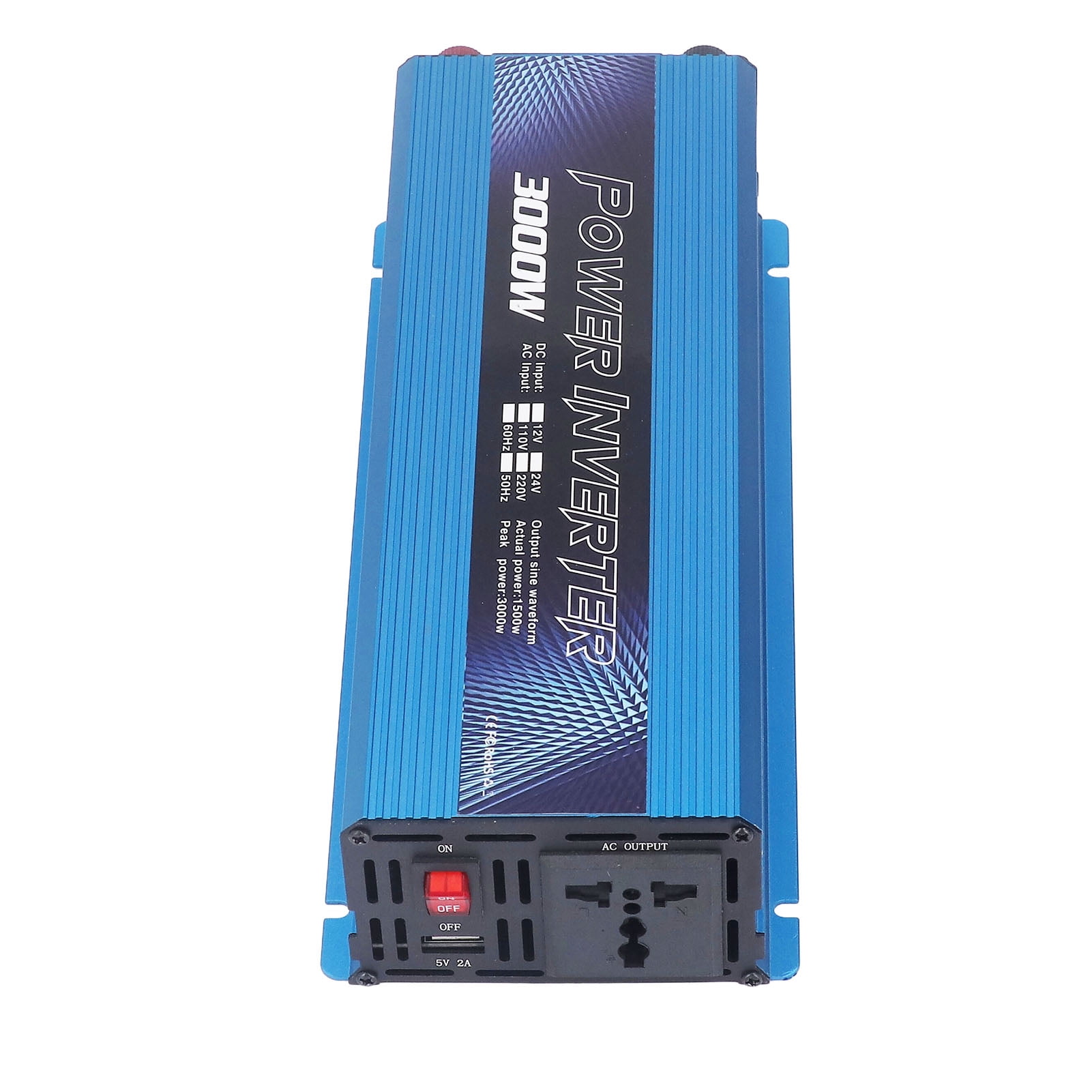 Power Inverters Pure Sine Wave, Car Power Inverter Sine Wave Converter, Wave Converter with USB Port Cooling Fan 3000W DC 12V To AC(110V-Blue)