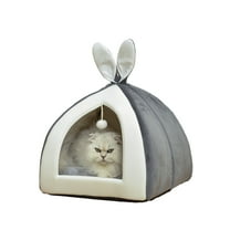 CSCHome Cat Bed Dog House with Fluffy Pet Ball Cute Bunny Cat Bed for Indoor Cats Winter Warm Kitten Bed