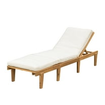 Allison Teak Finish Acacia Wood Chaise Lounge With Cushion