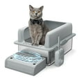 thumbnail image 2 of EDTara Deep Cat Litter Box With Lid and Step, Stainless Steel 6/8 Inch High Sided Enclosed Litter Tray, Metal Cat Box With Scoop, Odor Resistant, for Large Cats, 2 of 8