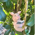 thumbnail image 5 of JoyMoreHome Animal Statue for Garden,Hanging on Tree Branch Rabbit or Pig Swing Statue Outdoor Garden Decoration, Housewarming Gift, Comes with Rope and Hook, 5 of 6