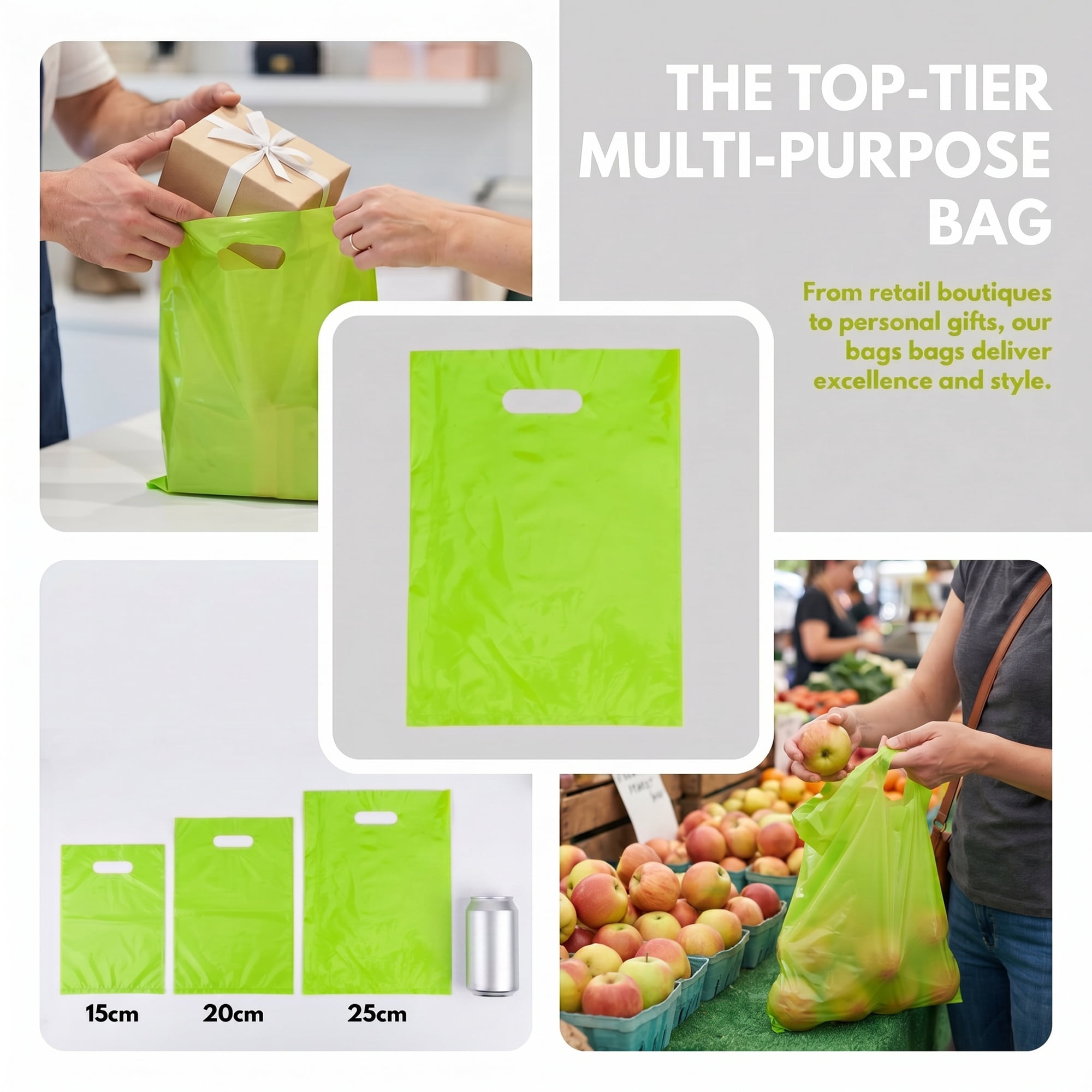 Unique Bargains 50Pcs Premium Waterproof Gift Bags Green 9.8" x 13.8"