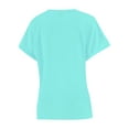 thumbnail image 2 of Women's V Neck T Shirts Casual Rolled Short Sleeve Side Split Summer Tops Loose Fit, 2 of 5