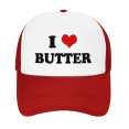 thumbnail image 2 of I Heart Butter Love Food Funny Trucker Hat Mesh Cap Unisex Red, 2 of 5